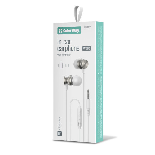 Наушники ColorWay 3.5 mm Wired Earphone UrbanBeat White (CW-WD03WT) – ColorWay (вид 1)