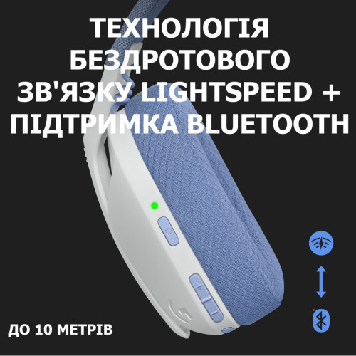 Навушники Logitech G435 Lightspeed Wireless Gaming Headset White (981-001074) – Logitech (вид 1)