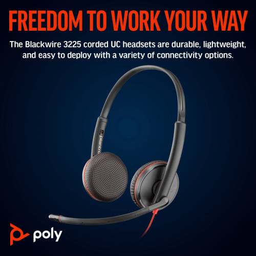 Наушники Poly BlackWire C3225 USB-A HS Stereo Black (80S11AA) – Poly (вид 1)
